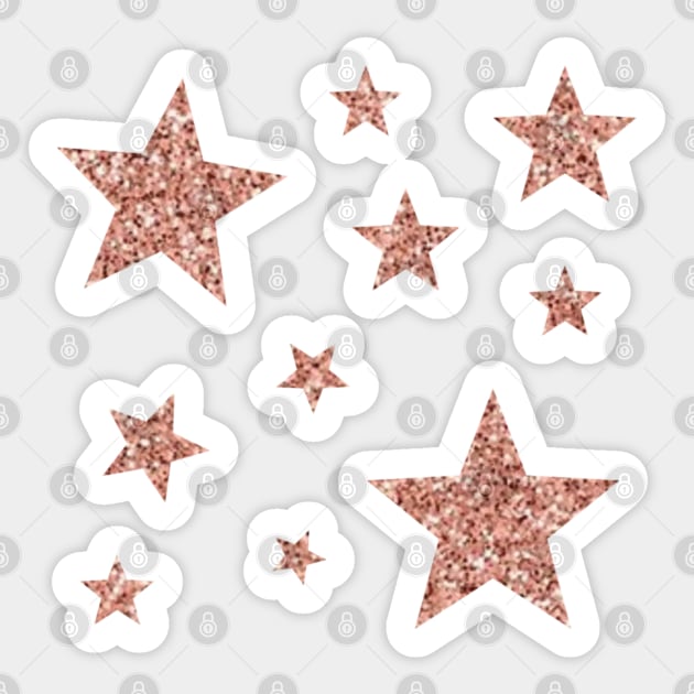 Rose Gold Faux Glitter Stars Sticker by Felicity-K